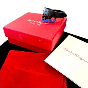 Salvatore Ferragamo Black Leather Bracelet